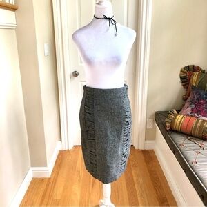 BB Dakota Skirt Pencil Ruffle Front Gray Wool  (2)